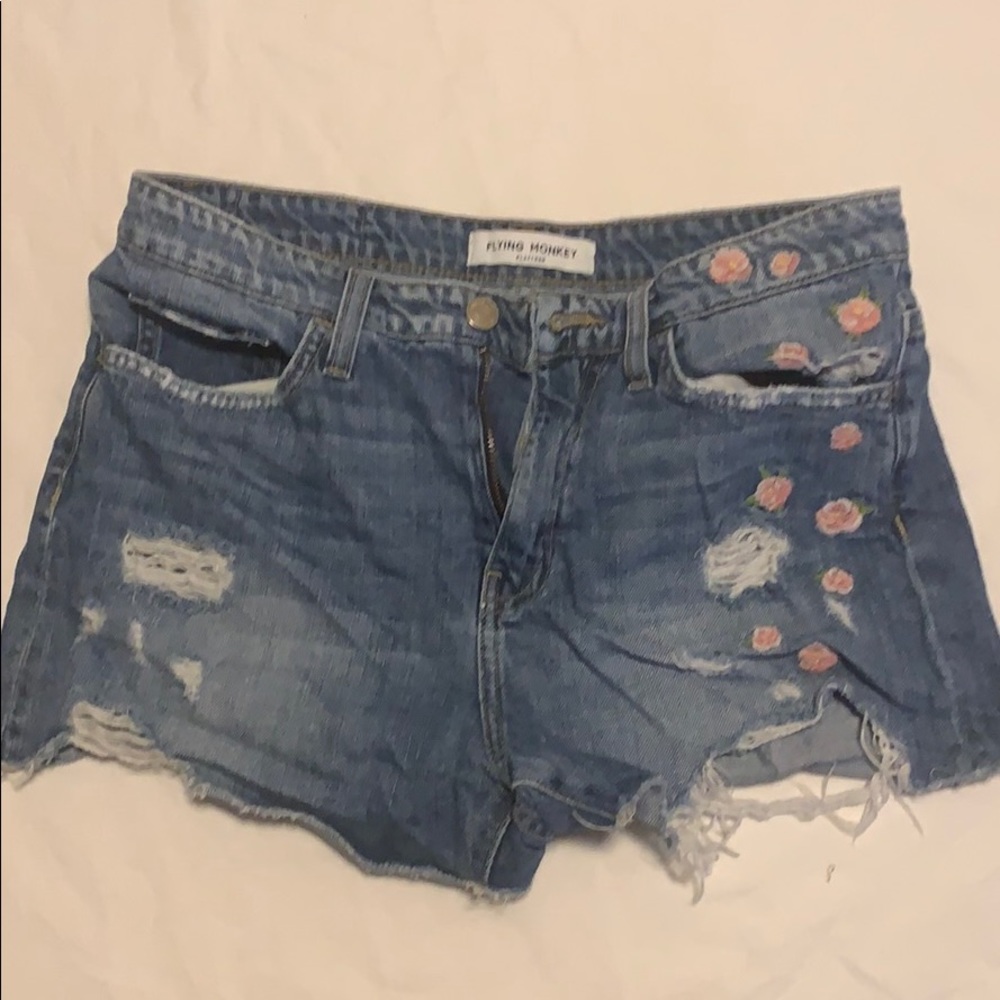 Flying monkey jean shorts